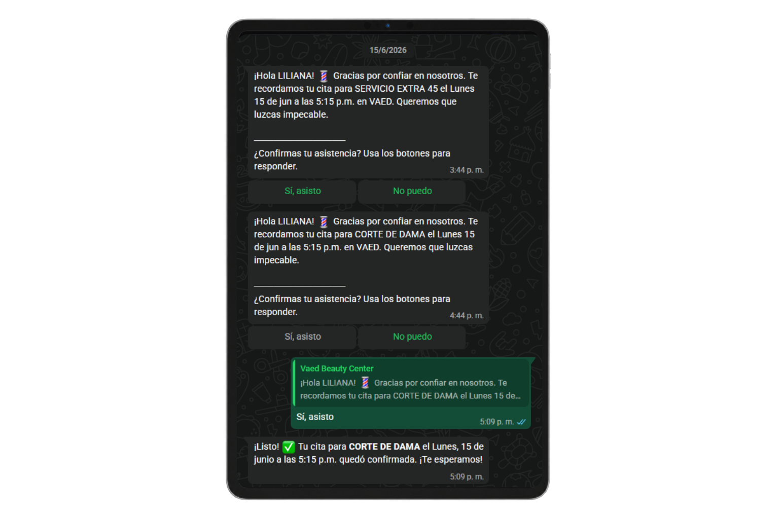 Recordatorios y confirmaciones por WhatsApp en REAV